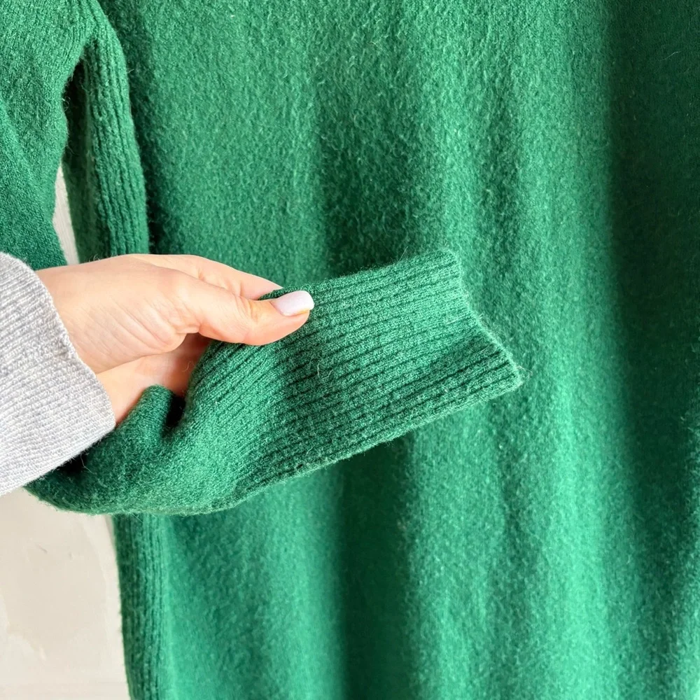 J. Crew Turtleneck Sweater Dress S Green‎ Merino Wool Alpaca Fisherman Academia